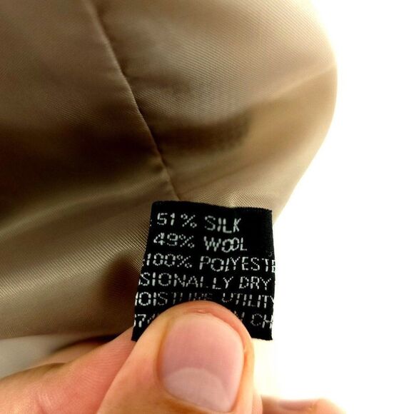 Adolfo Silk Wool 3 Button Sport Coat 44R Black Tan Nailshead Check - Picture 10 of 12